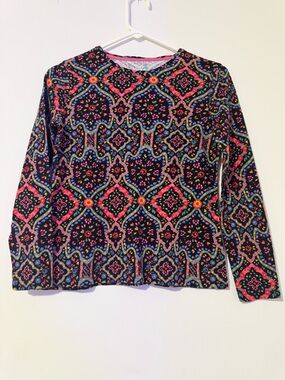 Croft & Barrow “The Classic Tee” Colorful & Multi-Patterned Long Sleeve Top